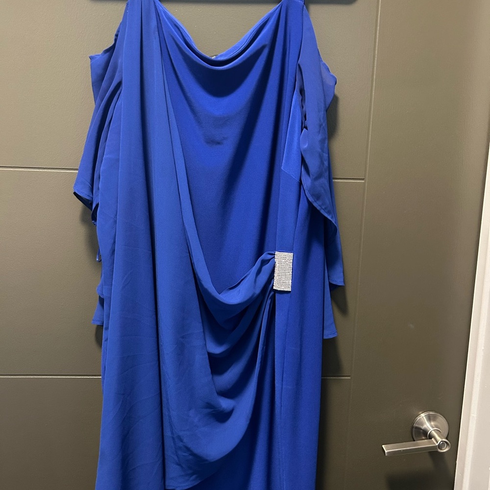 2X Royal Blue Ruched Sheath Dress